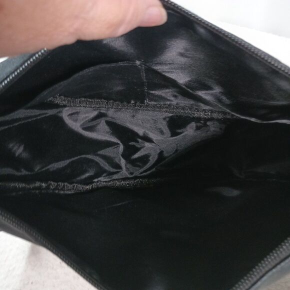 Market & Layne Crossbody Pouch Bag Black w/ Checkered Strap Casual Purse - Picture 7 of 15